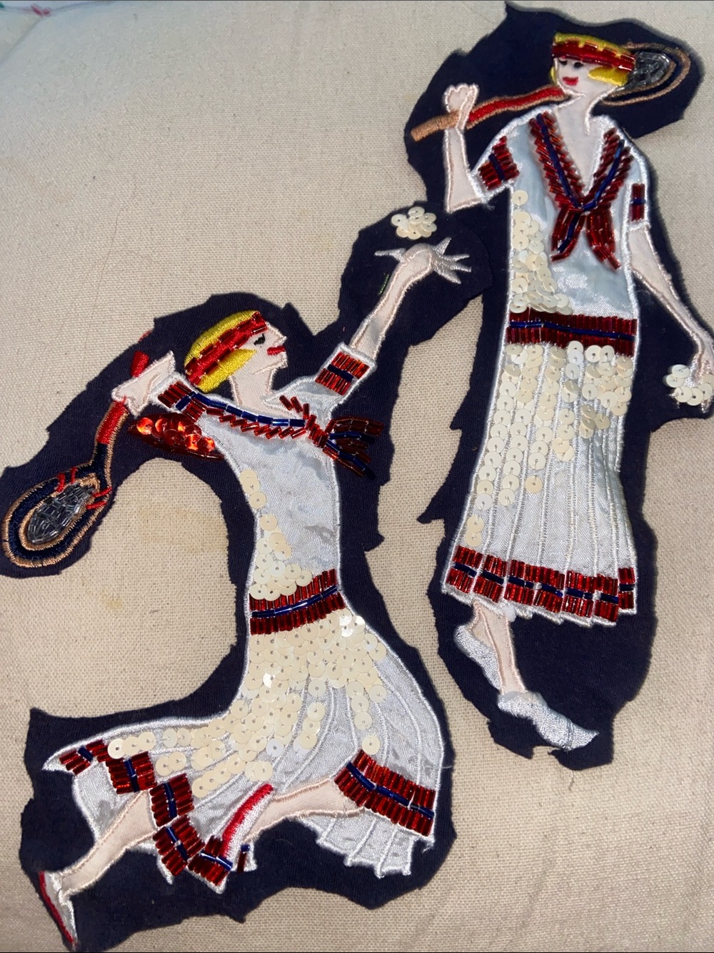 VTG TENNIS LADIES APPLIQUÉS Embroidered Sequined Beaded Patches
